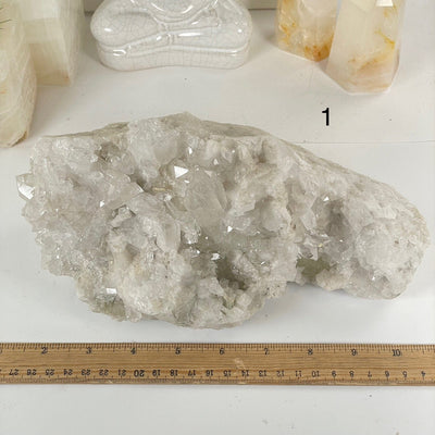 Large Crystal Quartz Cluster - You Choose #1 variant 1 labeled with ruler for size reference