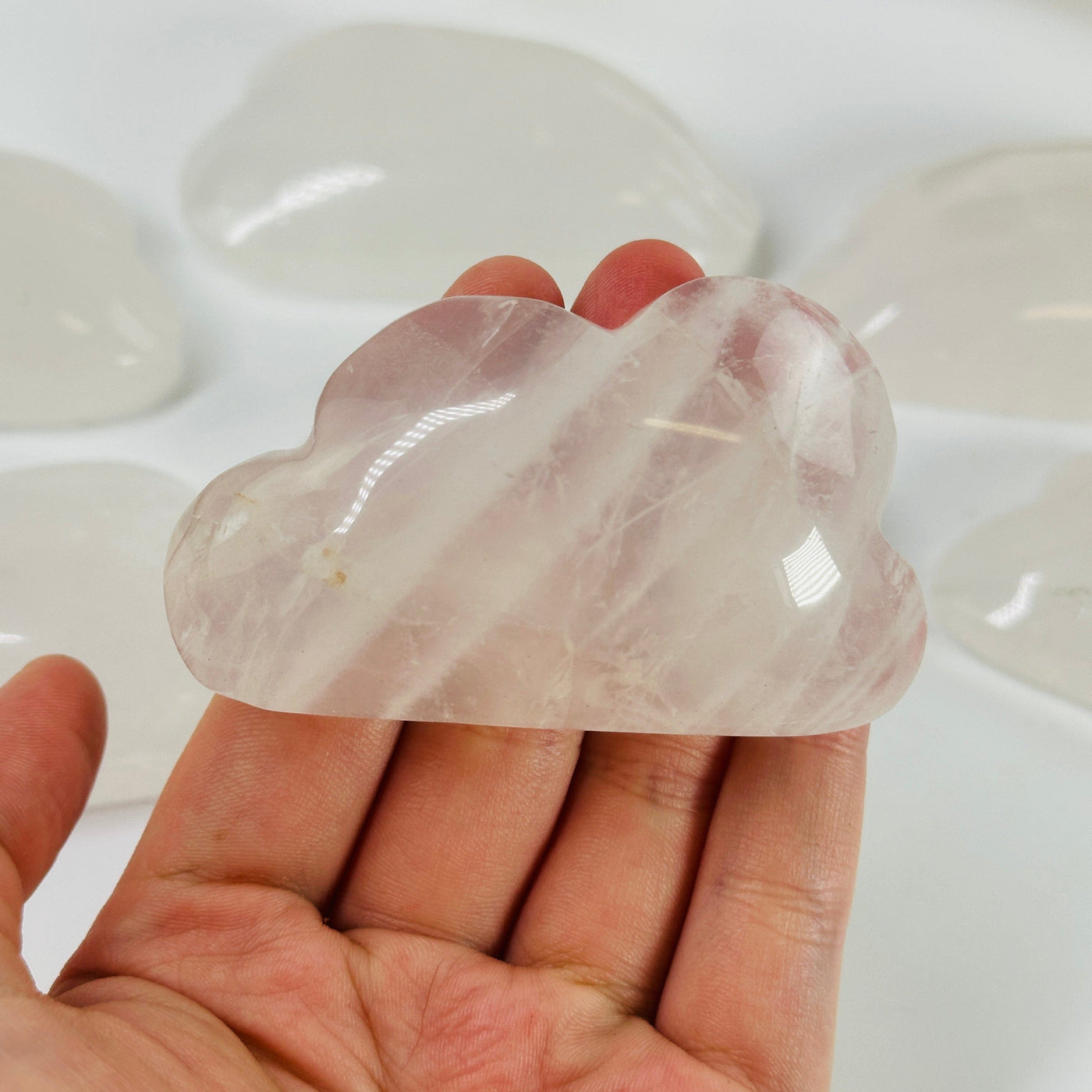 crystal quartz cloud with decorations in the background