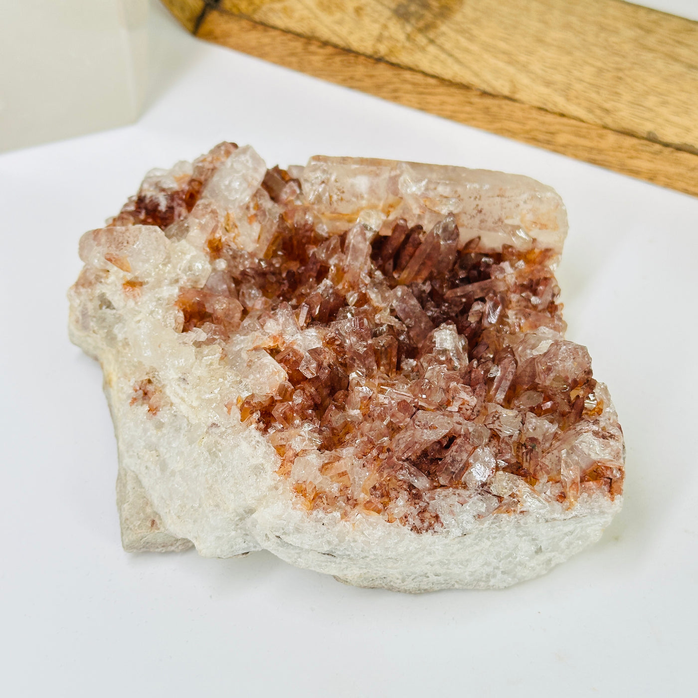 lithium quartz with decorations in the background