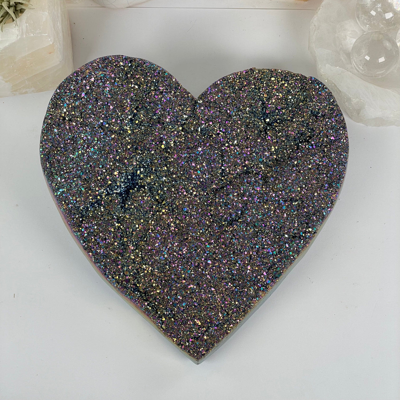 Titanium Coated Large Crystal Cluster Heart - One-of-a-Kind top view