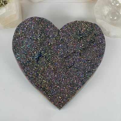 Titanium Coated Large Crystal Cluster Heart - One-of-a-Kind top view