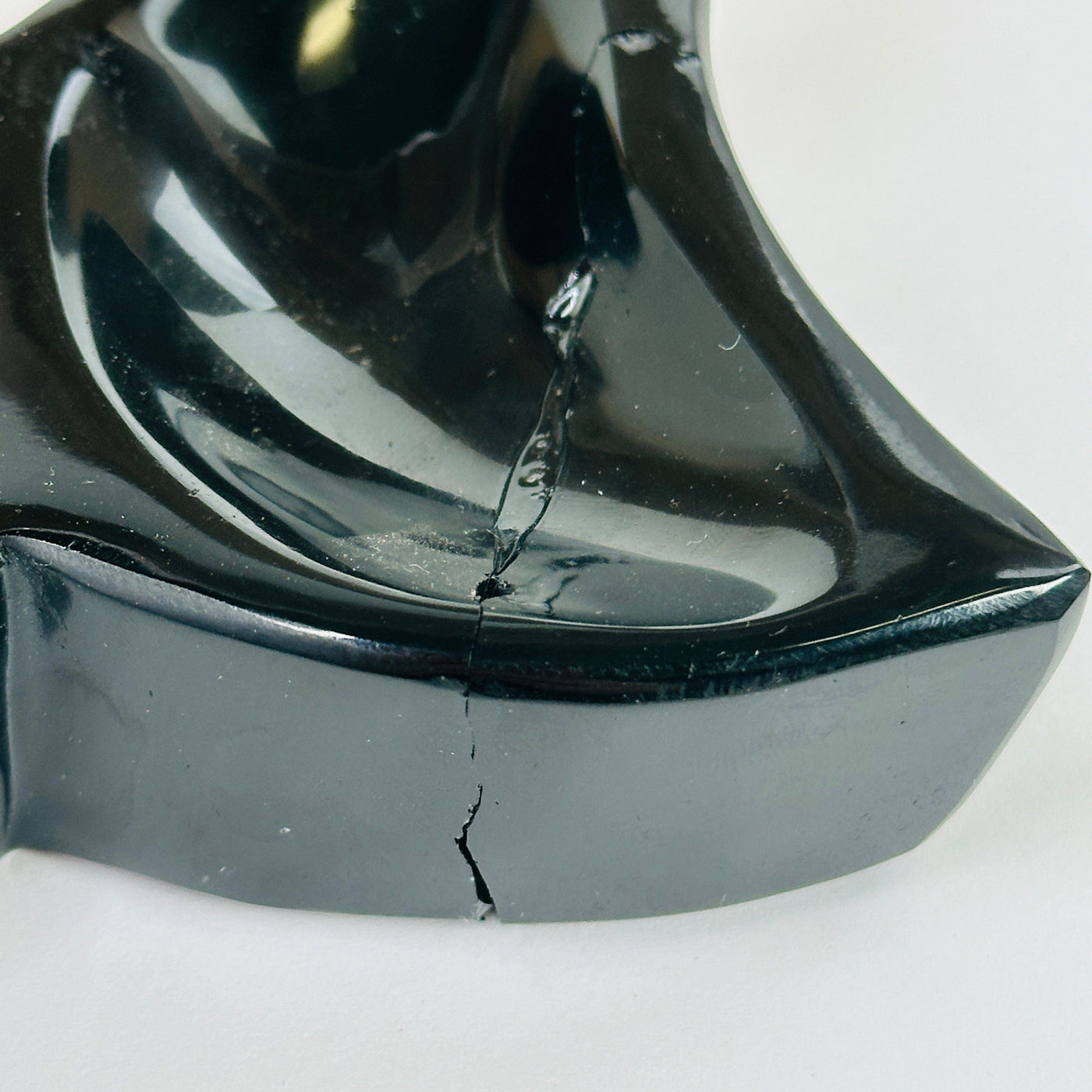 up close shot of glued part of obsidian moon bowl