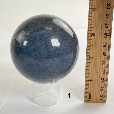 Lazulite Crystal Sphere - You Choose variant 1 with ruler for size reference