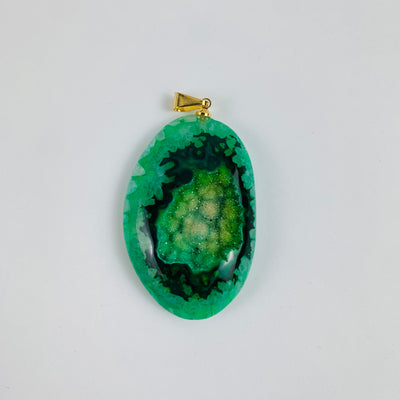 Agate Druzy Crystal Pendant - Dyed Green