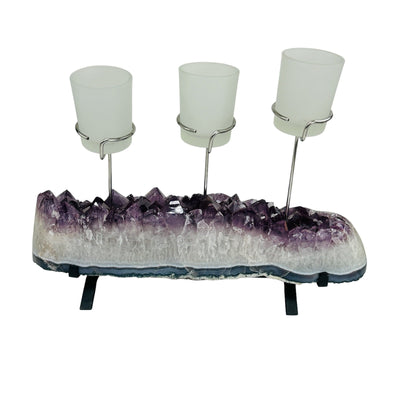 amethyst candle holder on white background