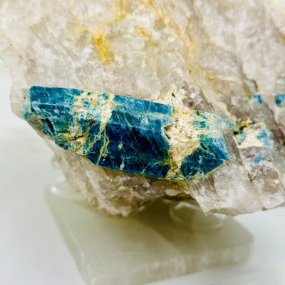 Aquamarine in matrix - extra large aquamarine crystal in natural rough stone close up to show detail