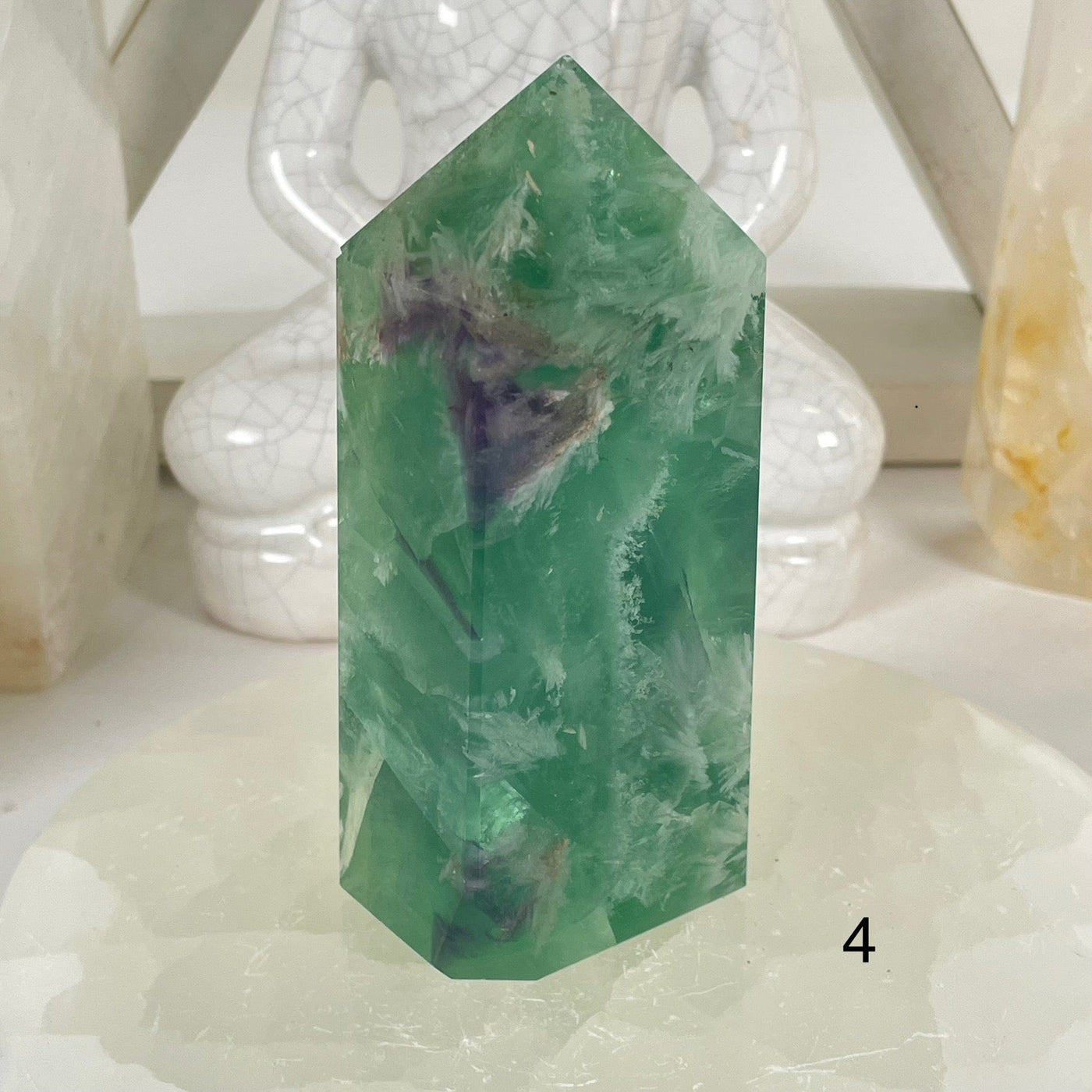 Rainbow Feathered Fluorite Crystal Point - You Choose variant 4 labeled