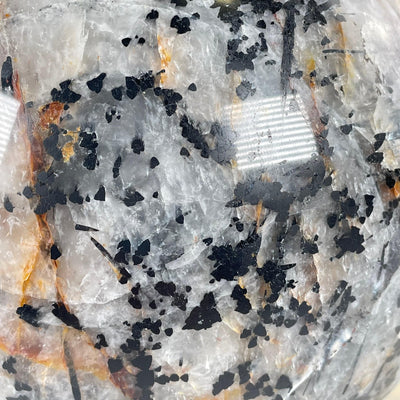 Black Tourmalinated Quartz Crystal Sphere - One-of-a-Kind closeup for detail