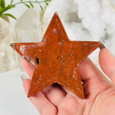 Red Jasper Crystal Star - One-of-a-Kind in hand for size reference