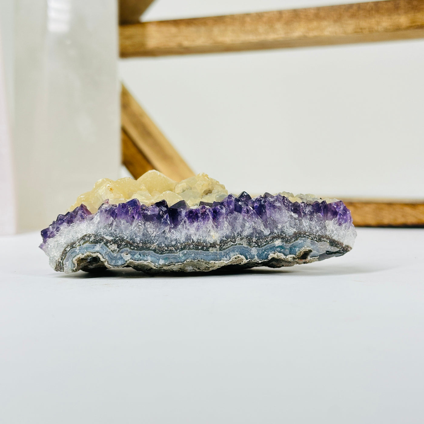 amethyst with decorations in the background