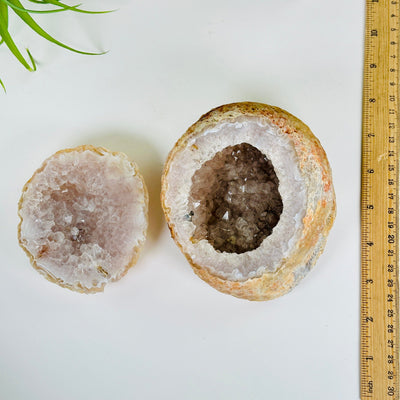  Agate Natural Geode Druzy Crystal Box with Lid - One-of-a-Kind top view with ruler for size reference