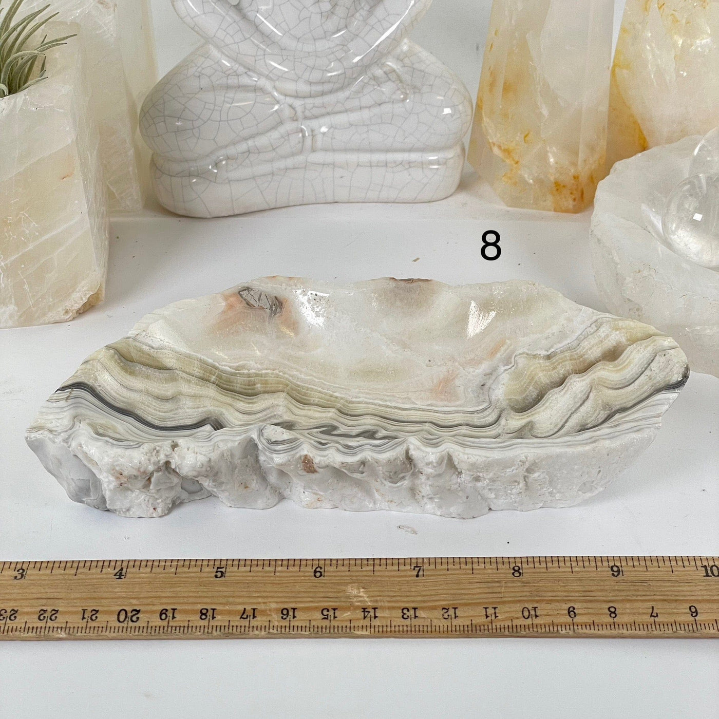 Mexican Onyx Small Bowl - Crystal Dish - You Choose #3 variant 8 labeled with ruler for size reference