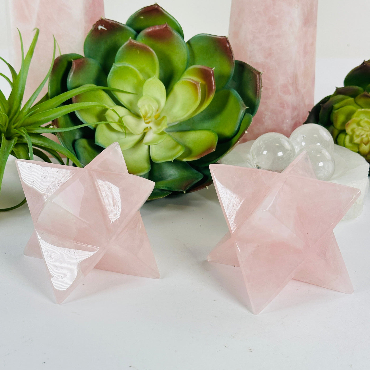 Rose Quartz Merkaba Crystal - You Choose #2 both variants front view