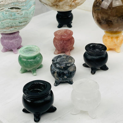 Crystal Cauldrons - Sphere Stands displayed as home decor 