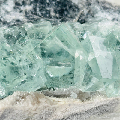Water-Clear Green Cubic Fluorite on Crystal Quartz Druzy from China - Rare Find - You Choose variant 1 closeup for detail