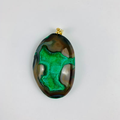 Agate Druzy Crystal Pendant - Dyed Green