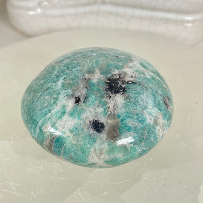 Amazonite Polished Crystal Palm Stone - One-of-a-Kind side view