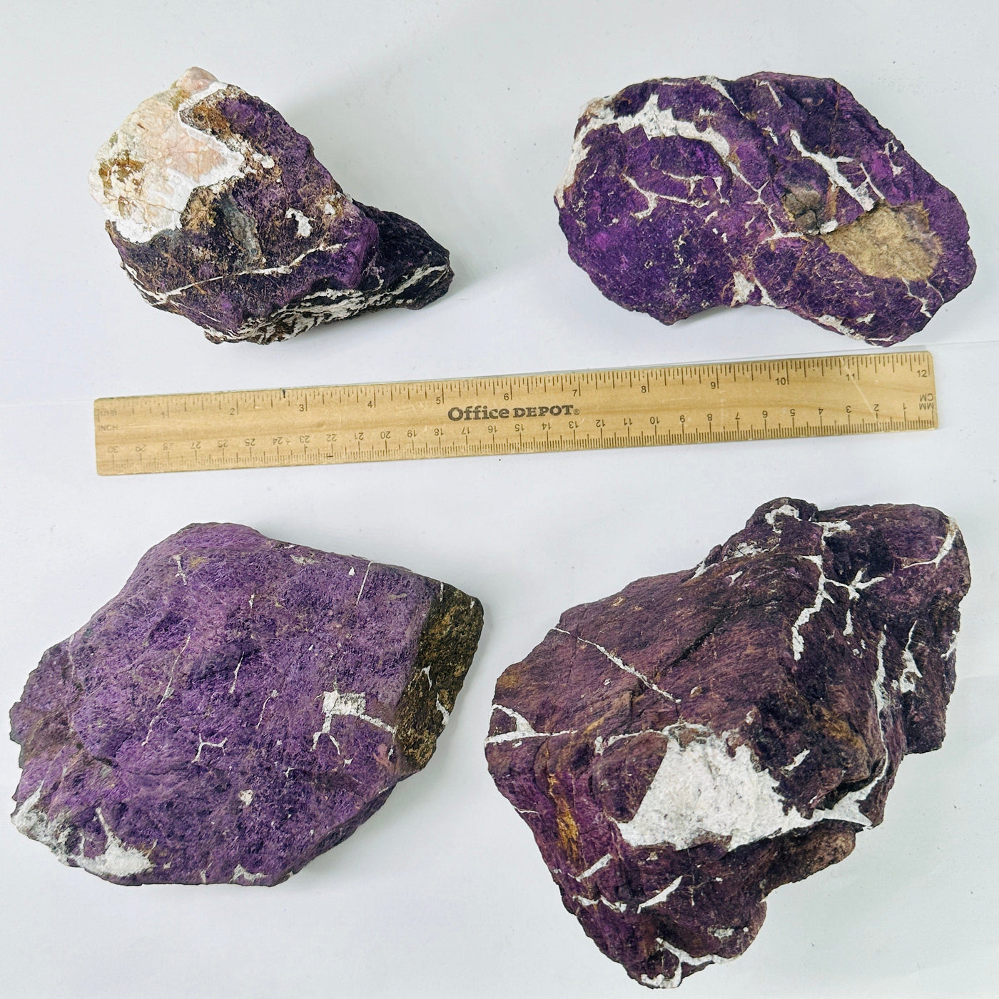  Purpurite Rough Stone - YOU CHOOSE all four variants with ruler for size reference