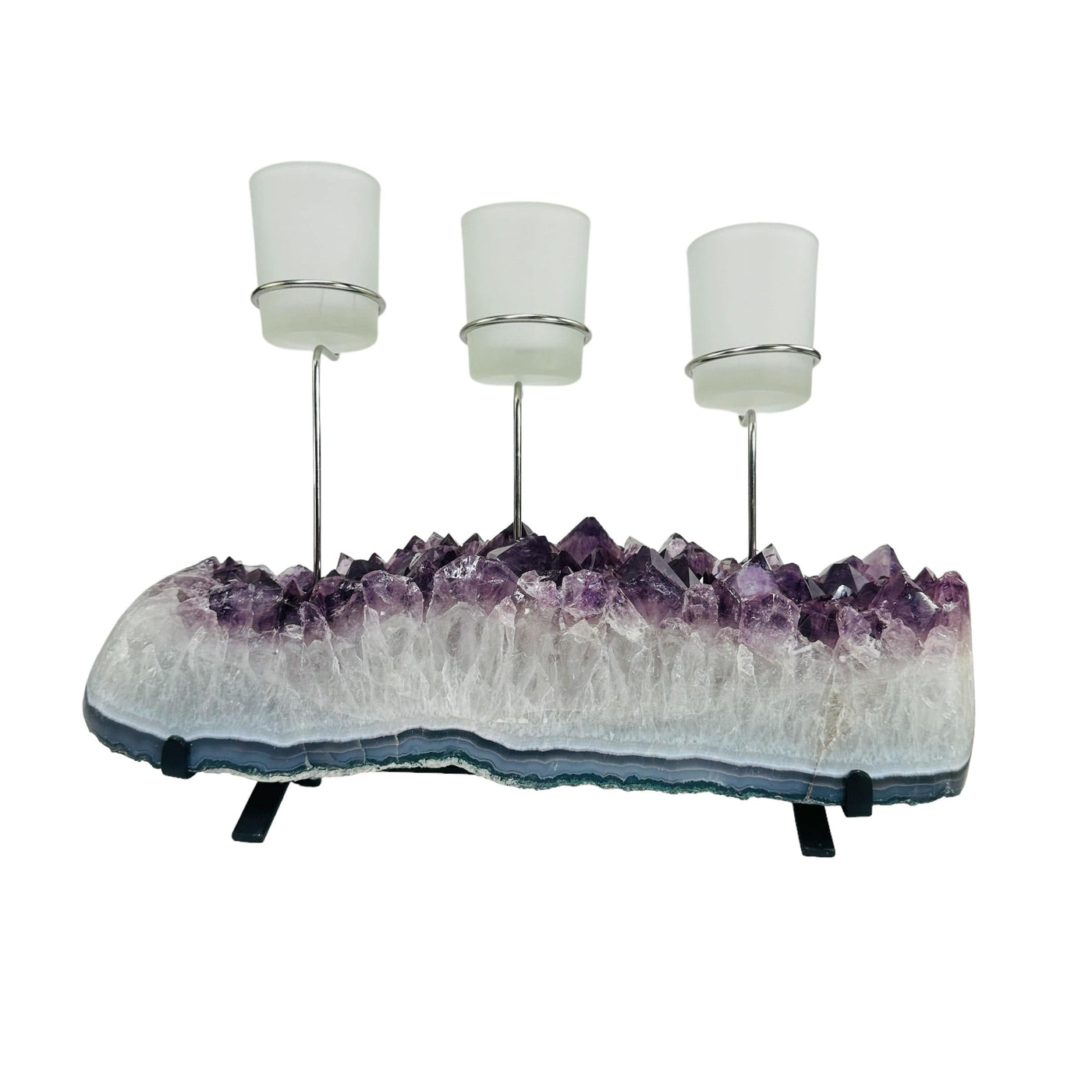 amethyst candle holder on white background