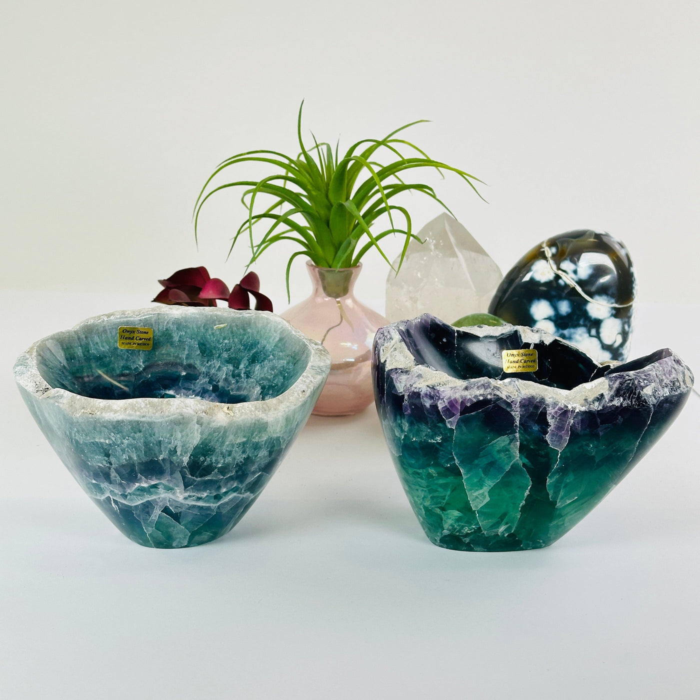 Fluorite Semi Polished Crystal Bowl with Rough Rim - You Choose both variants side view