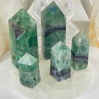Rainbow Feathered Fluorite Crystal Point - You Choose all variants front view