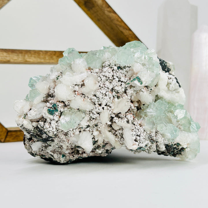 Gorgeous buy Green Apophyllite with Stilbite