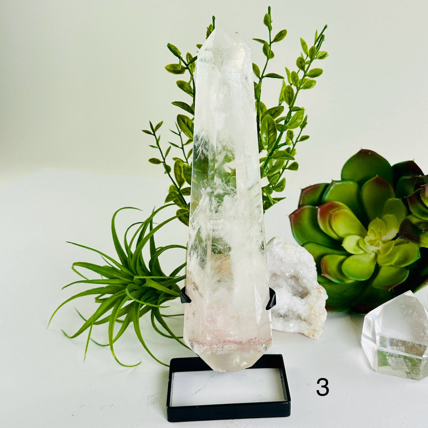 Crystal Quartz Point with Phantoms on Stand - You Choose #2 variant 3 labeled