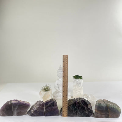 Fluorite Semi Polished Crystal Bookends - As Is - You Choose #3 all variants with ruler for size reference