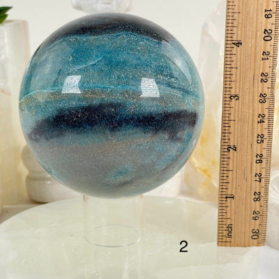 Trolleite Large Crystal Sphere - You Choose #2 variant 2 labeled with ruler for size reference