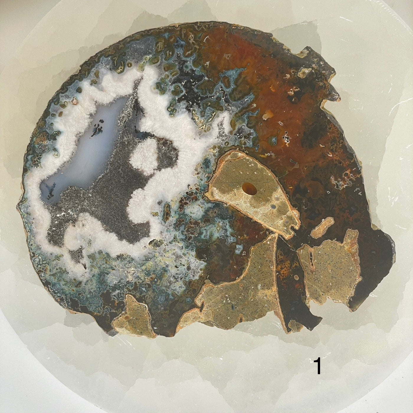 Scenic Moss Agate Crystal Slice - You Choose variant 1 labeled