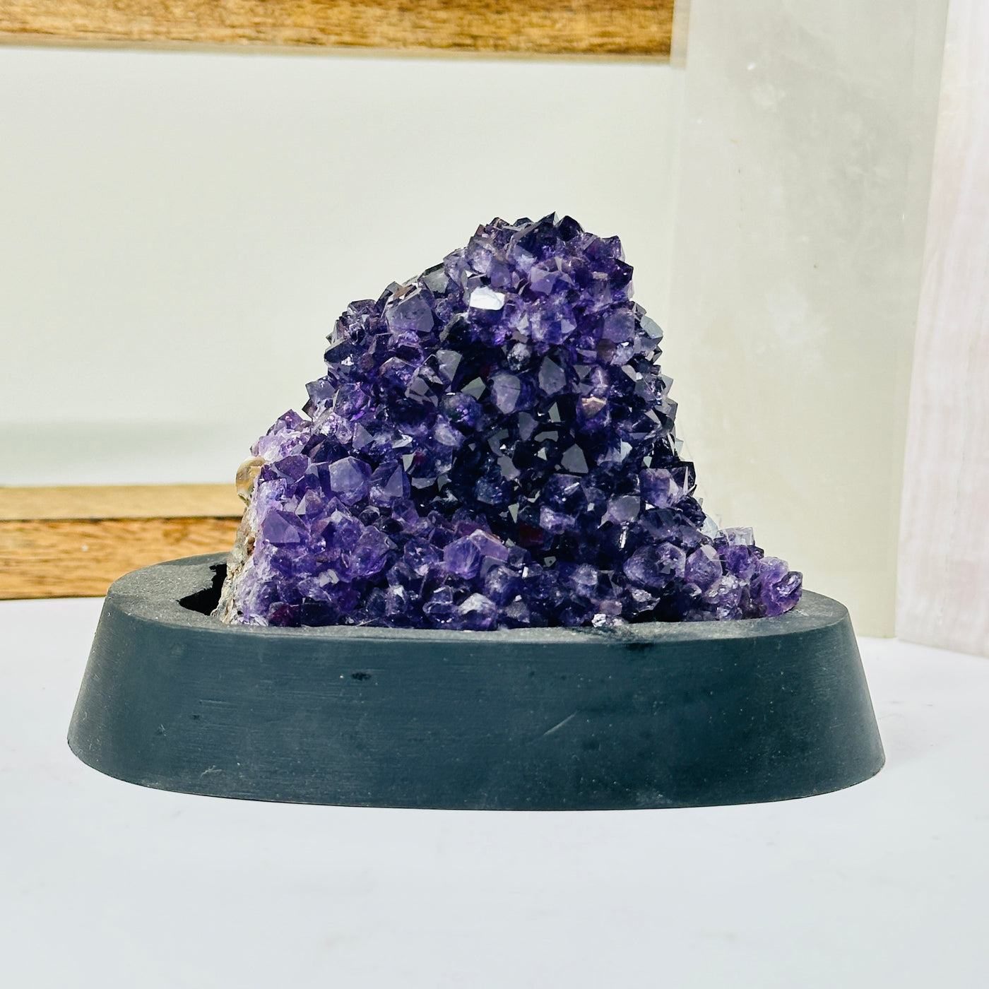 amethyst with decorations in the background