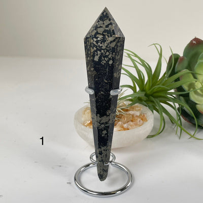 Pyrite Crystal Wand on Stand - You Choose variant 1 labeled