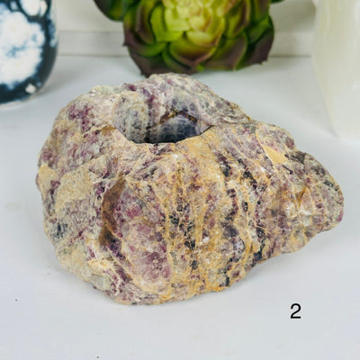 Lepidolite Rough Crystal Candle Holder - You Choose variant 2 labeled