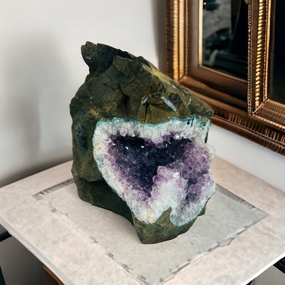  Amethyst Crystal on Matrix - You Choose - Variant C pictured on table next to picture frame