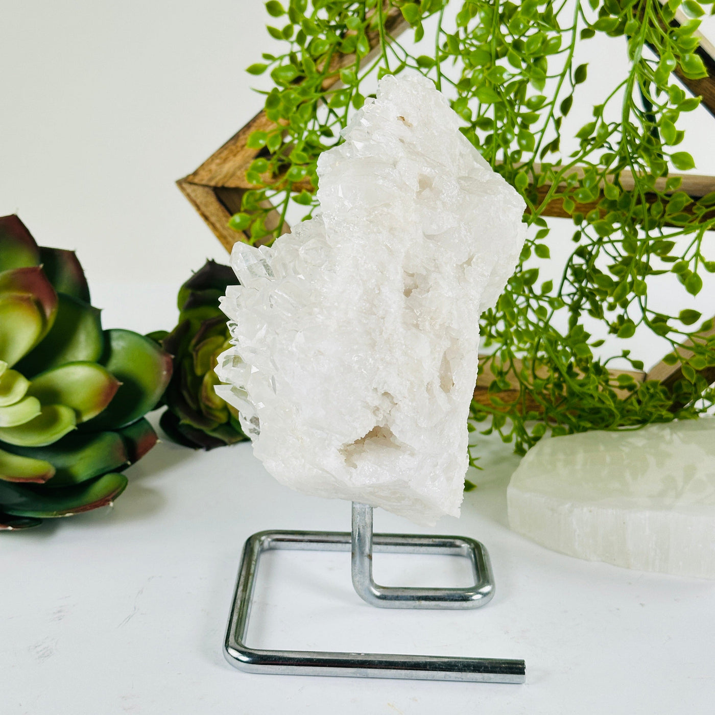 Crystal Quartz Cluster on Stand - One-of-a-Kind #1 side view