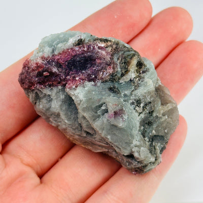 watermelon tourmaline with decorations in the background