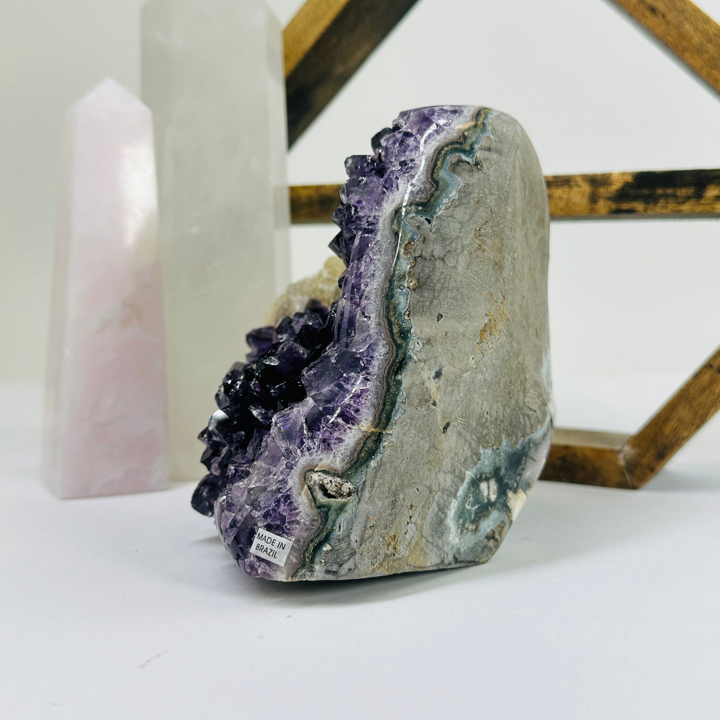 amethyst with decorations in the background