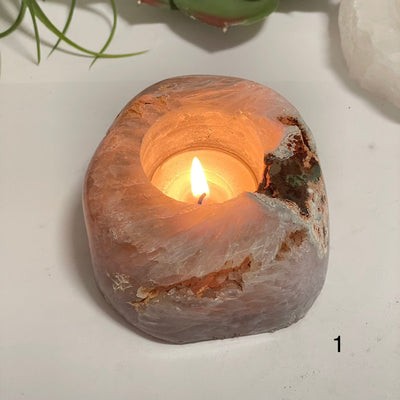 Agate Crystal Candle Holder - You Choose variant 1 labeled