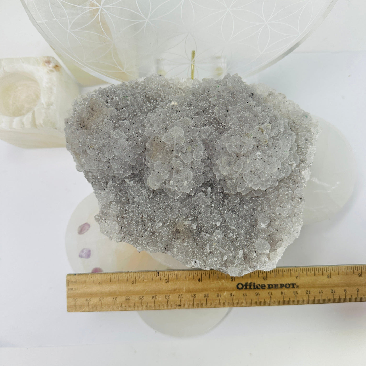 Amethyst Druzy Cluster - light purple amethyst with ruler for size reference