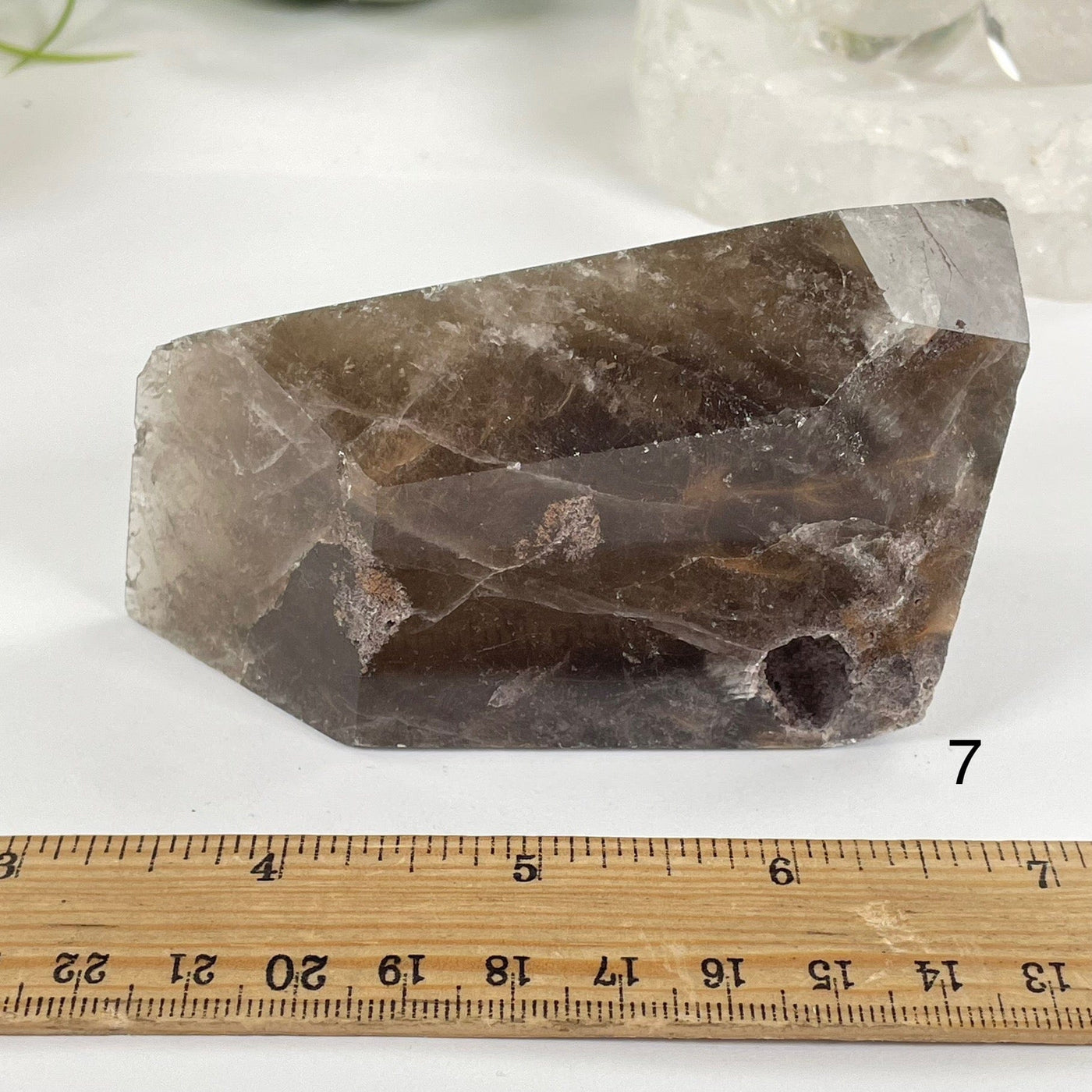 Amphibole Quartz Polished Freeform Crystal - As Is - You Choose variant 7 labeled with ruler for size reference