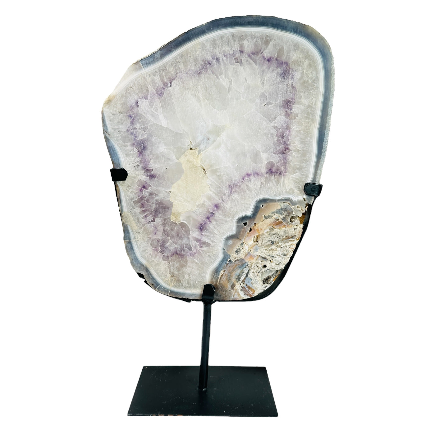 amethyst on stand on white background