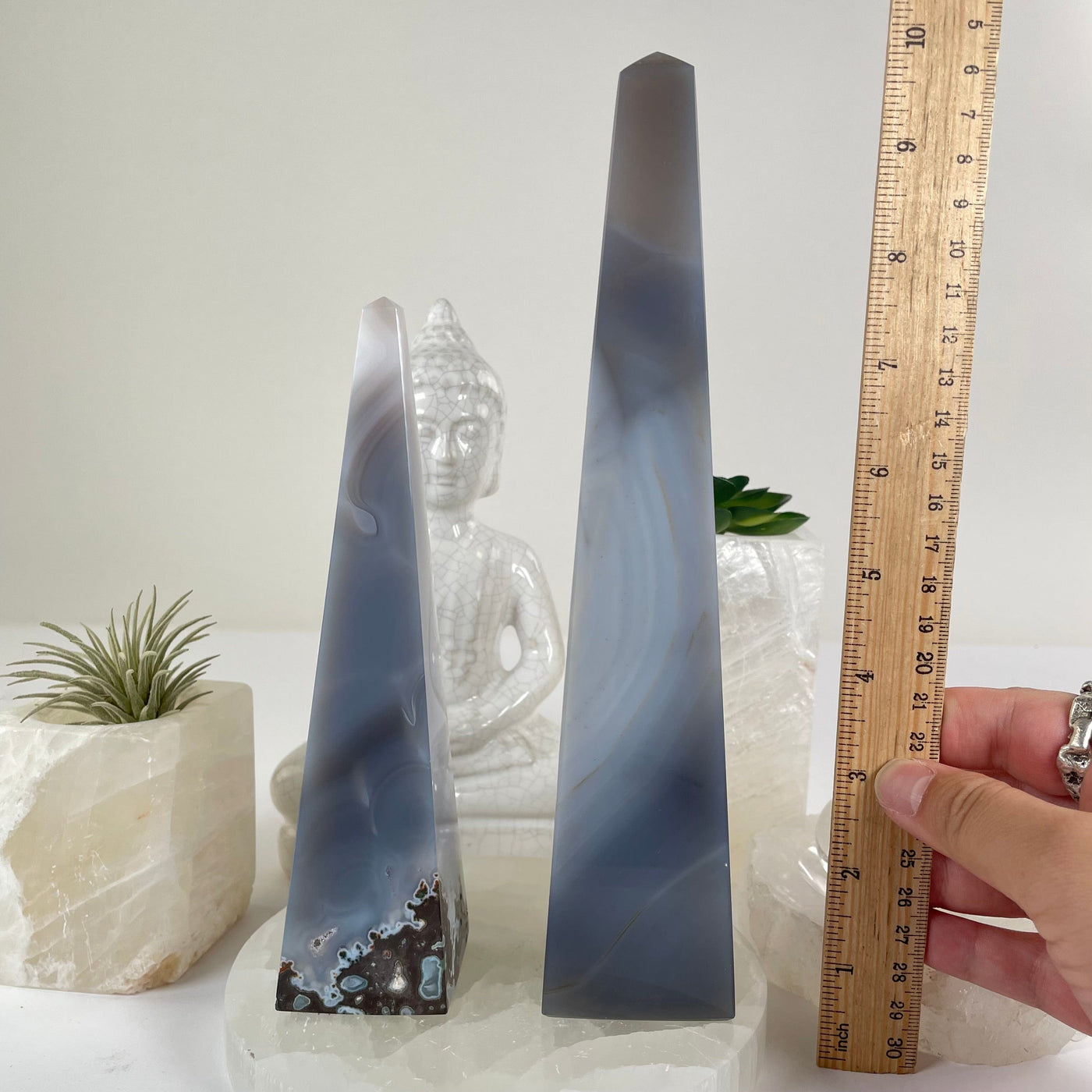 Agate Polished Crystal Obelisk - You Choose both variants with ruler for size reference