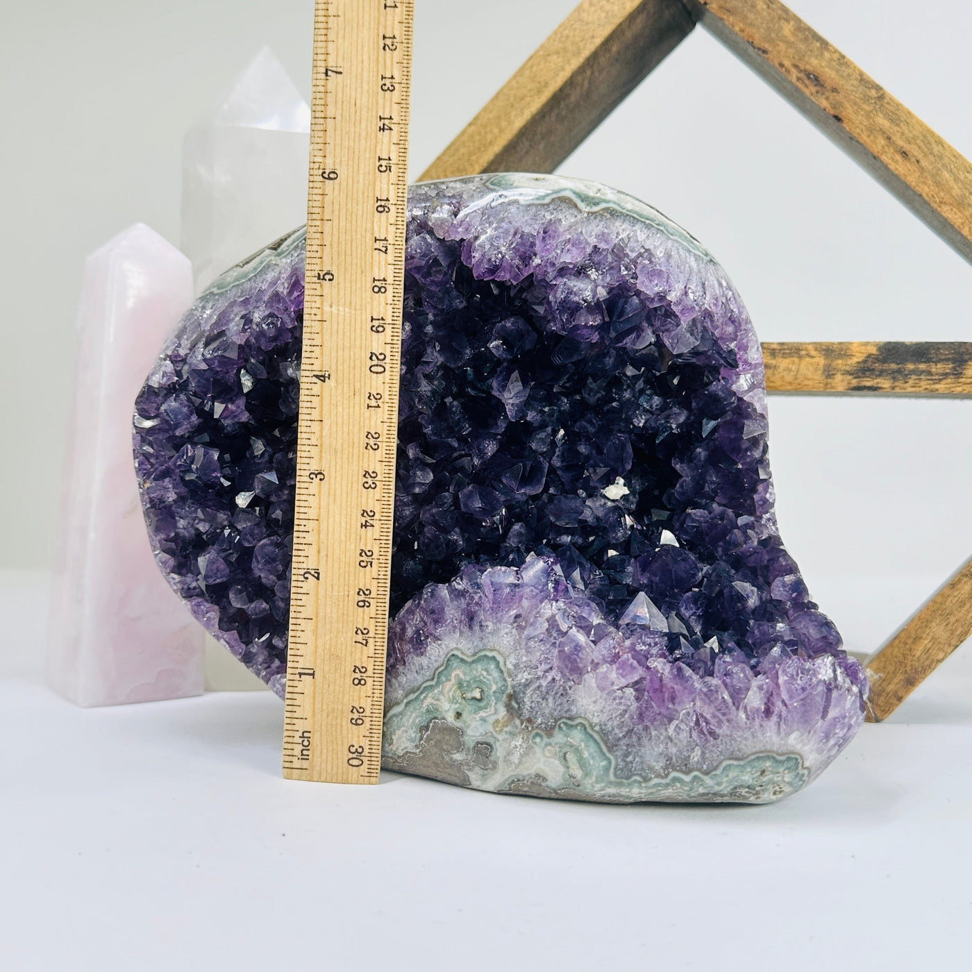 amethyst freeform next to a ruler for size reference