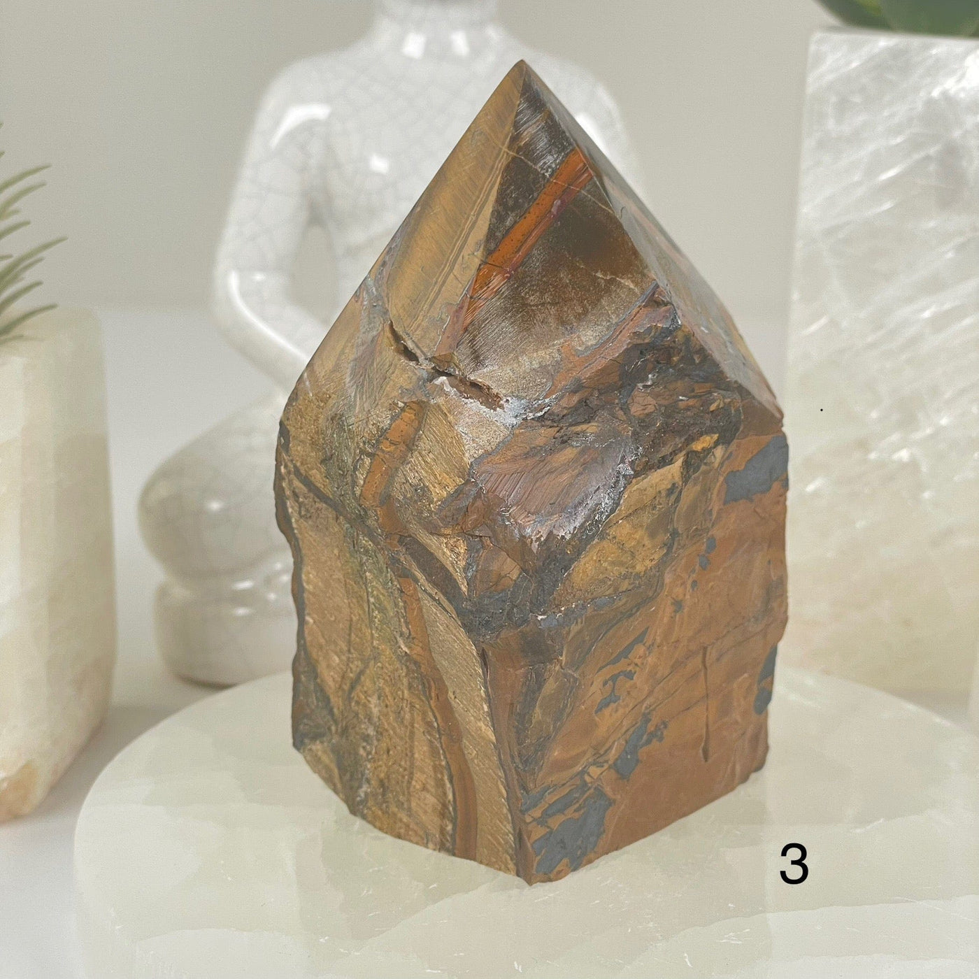 Tigers Eye Semi Polished Crystal Point - You Choose #2 variant 3 labeled