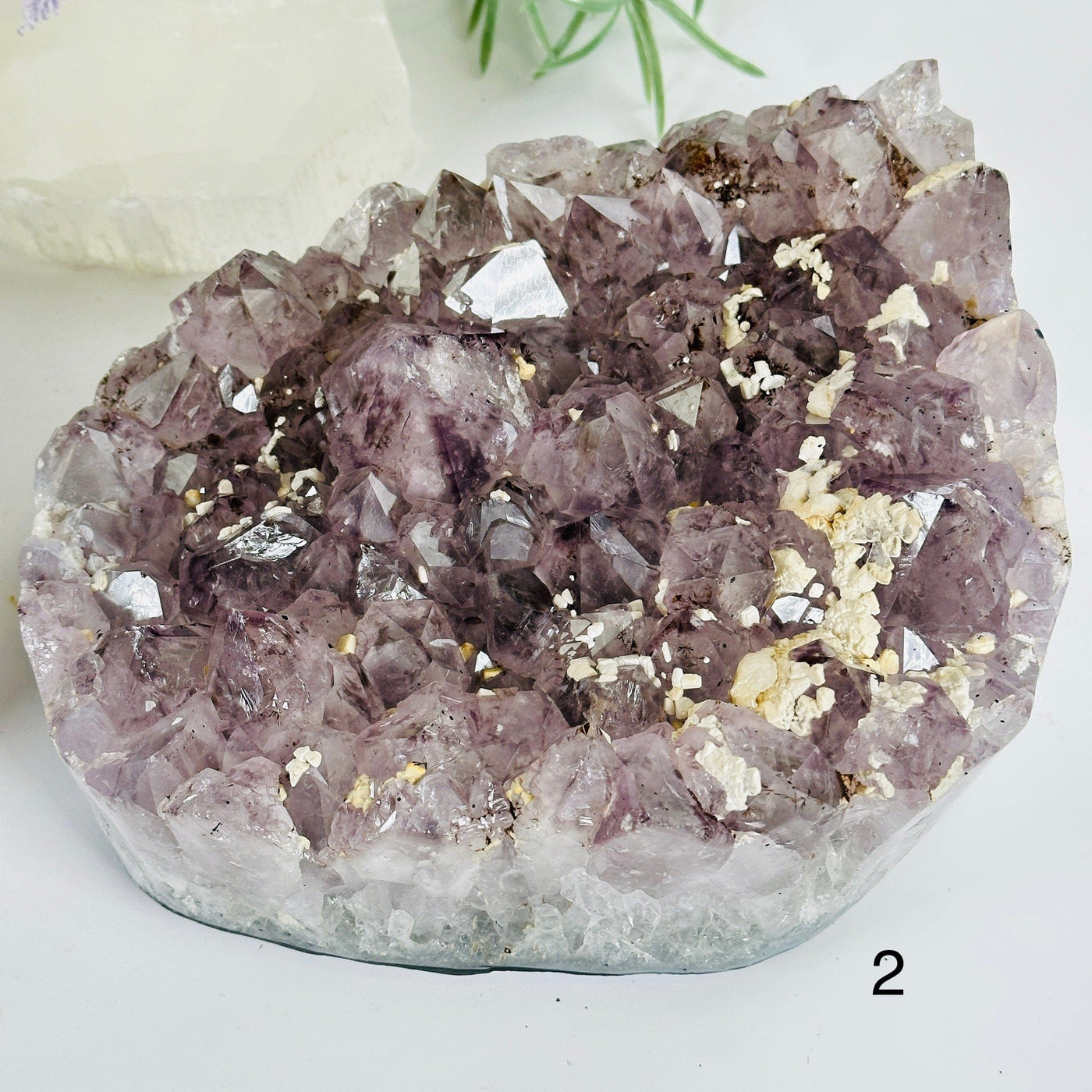 Amethyst Large Crystal Cluster with Calcite and Polished Sides - You Choose #1 variant 2 labeled