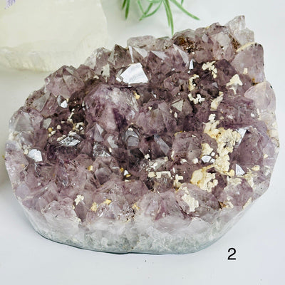 Amethyst Large Crystal Cluster with Calcite and Polished Sides - You Choose #1 variant 2 labeled
