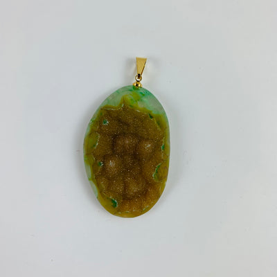 Agate Druzy Crystal Pendant - Dyed Green