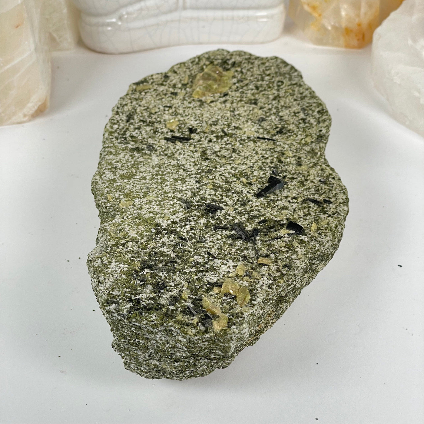 Epidote Crystal Cluster on Matrix - One-of-a-Kind #1 side view