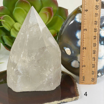 Crystal Quartz Semi Polished Point - As Is - You Choose variant 4 labeled with ruler for size reference