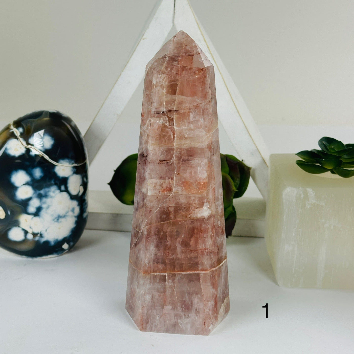 Hematoid Fire Quartz Polished Crystal Tower - You Choose variant 1 labeled